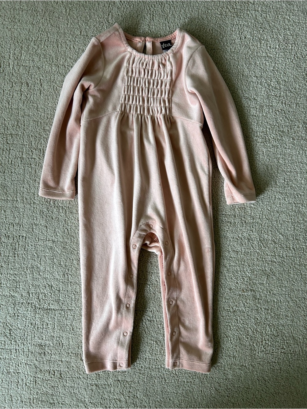 Tea collection velour smocked romper holiday soft cozy girl 18-24 months